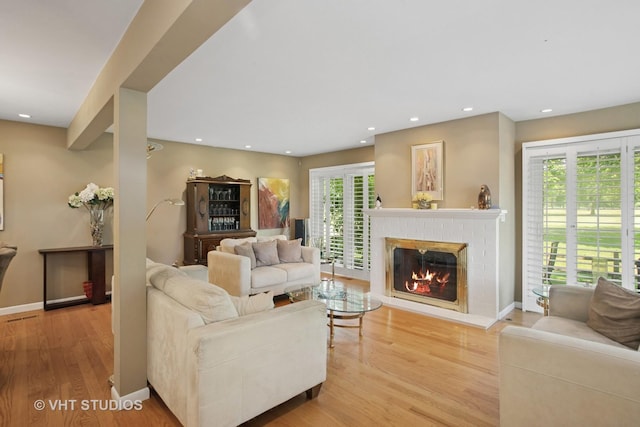 30 W Wimbolton Dr Unit 30, Mount Prospect, IL 60056 - living area with wood finished floors, a fireplace, and recessed lighting