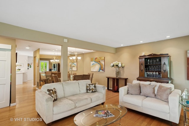 30 W Wimbolton Dr Unit 30, Mount Prospect, IL 60056 - living area with a chandelier, light wood finished floors, and recessed lighting