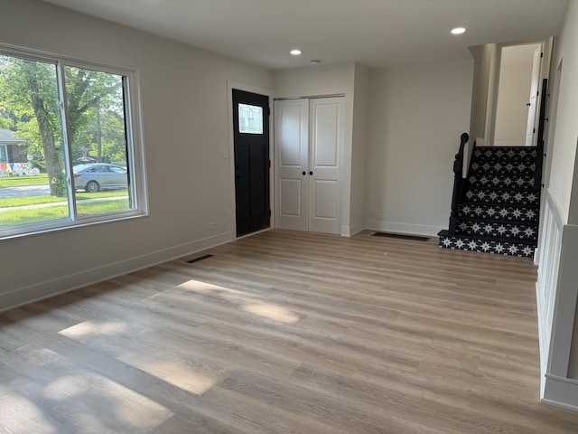 222 S Maple St, Palatine, IL 60067 - foyer entrance featuring light wood-type flooring, healthy amount of natural light, recessed lighting, and stairs