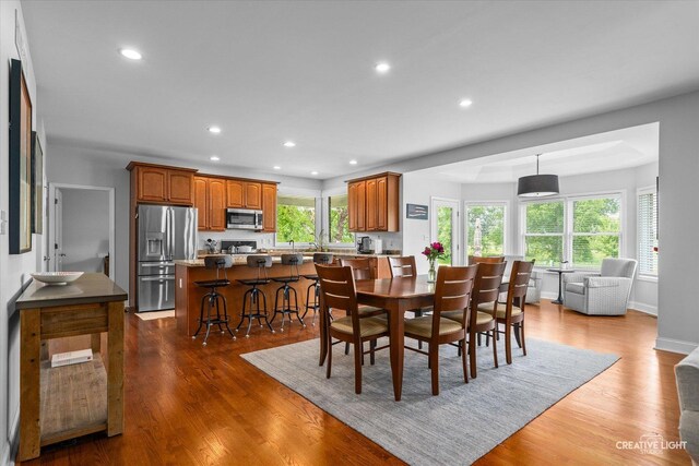 3880 W Nettle Creek Dr, Morris, IL 60450 - dining space with recessed lighting, dark wood-type flooring, and baseboards
