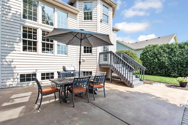 769 Brighton Dr, Sugar Grove, IL 60554 - view of patio / terrace with outdoor dining space, a grill, and stairs