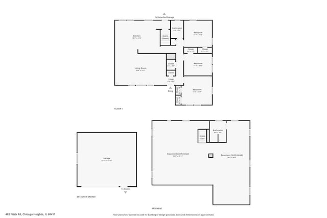 482 Fitch Rd, Chicago Heights, IL 60411 - floor plan / room layout