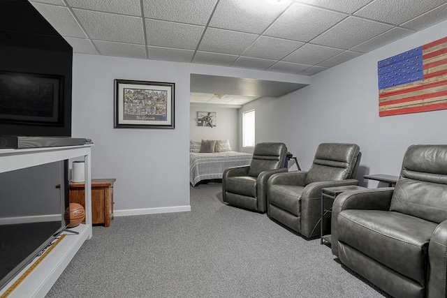 11316 Maplewood Dr, Plainfield, IL 60585 - carpeted home theater with baseboards and a paneled ceiling