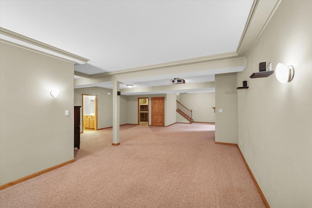 2104A Lucille Ln, Mahomet, IL 61853 - finished below grade area featuring light carpet and stairway