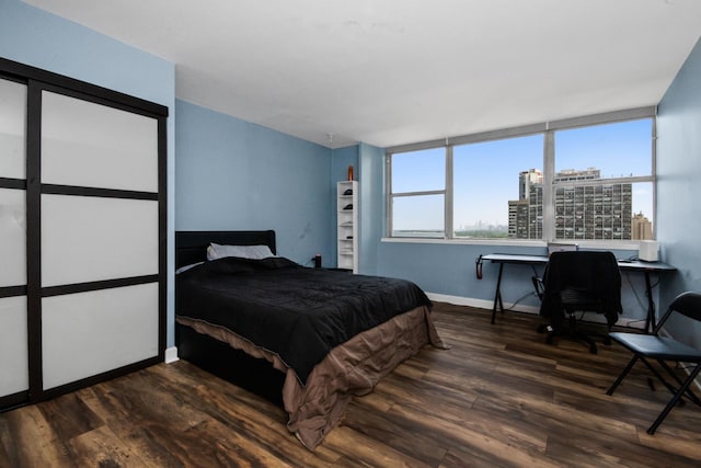 6301 N Sheridan Rd Unit 18E, Chicago, IL 60660 - bedroom featuring wood finished floors, a city view, and an office area