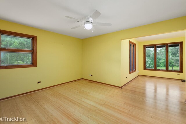 6560 Hillcrest Rd, Downers Grove, IL 60516 - unfurnished room with healthy amount of natural light, light wood-type flooring, baseboards, and ceiling fan