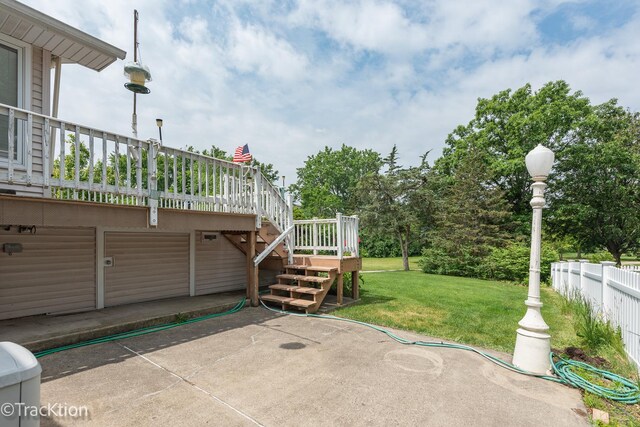 6560 Hillcrest Rd, Downers Grove, IL 60516 - view of patio featuring stairs and a wooden deck