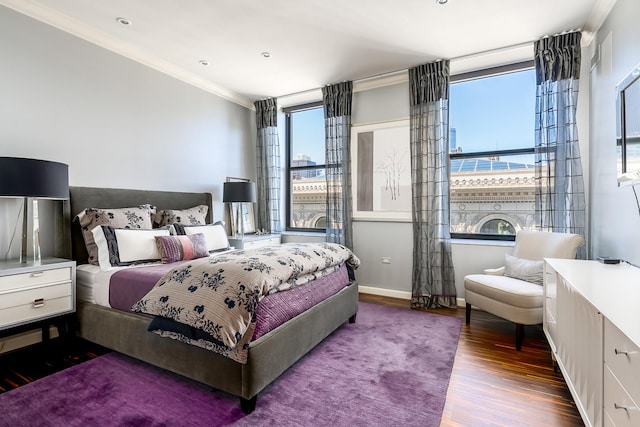 310 S Michigan Ave Unit 1900, Chicago, IL 60604 - bedroom featuring wood finished floors, crown molding, multiple windows, and baseboards