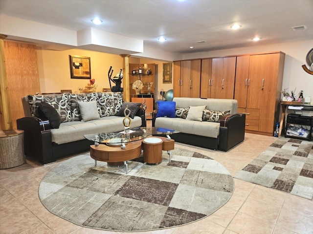 7108 Niles Ave, Niles, IL 60714 - living room with light tile patterned floors and recessed lighting