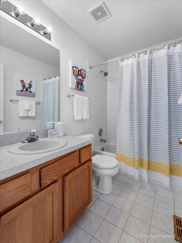 2040 Peach Tree Ln, Algonquin, IL 60102 - full bath featuring vanity, tile patterned floors, toilet, and shower / tub combo with curtain