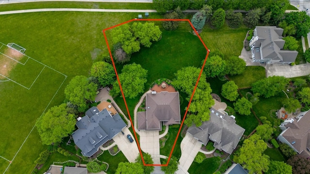 1051 Chadwick Ct, Aurora, IL 60502 - aerial perspective of suburban area featuring property parcel outlined