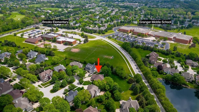 1051 Chadwick Ct, Aurora, IL 60502 - aerial perspective of suburban area featuring a large body of water