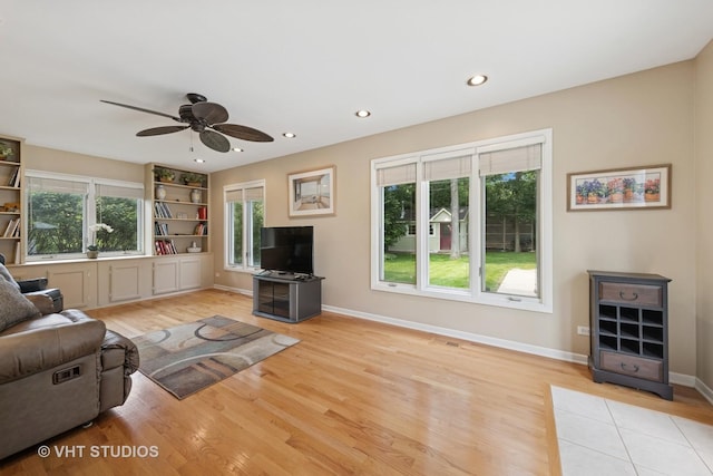 0S706 Madison St, Winfield, IL 60190 - living area with light wood-style flooring, healthy amount of natural light, ceiling fan, and recessed lighting