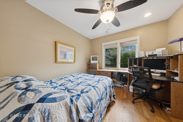 0S706 Madison St, Winfield, IL 60190 - bedroom featuring wood finished floors, an office area, a ceiling fan, and vaulted ceiling