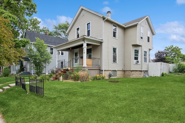 458 Douglas St, Joliet, IL 60435 - view of front of house featuring a porch and a chimney