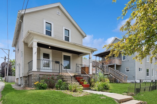 458 Douglas St, Joliet, IL 60435 - view of front facade with stairway and covered porch