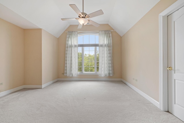 13738 Legend Trail Ln, Orland Park, IL 60462 - additional living space with carpet floors, baseboards, vaulted ceiling, and a ceiling fan