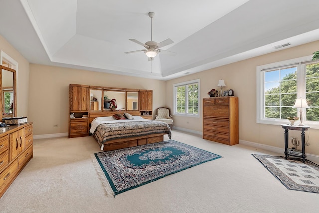 13738 Legend Trail Ln, Orland Park, IL 60462 - bedroom with a tray ceiling, light carpet, and baseboards