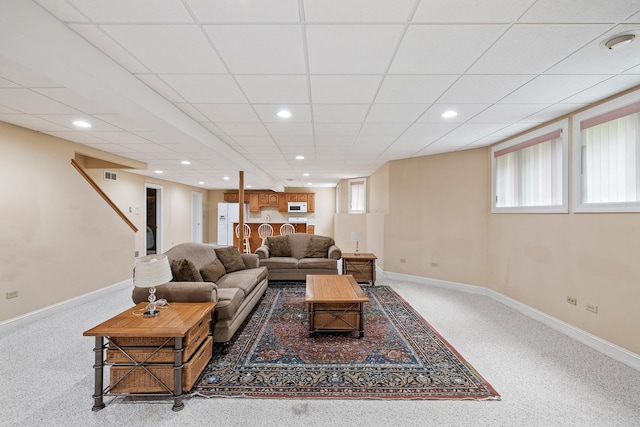 13738 Legend Trail Ln, Orland Park, IL 60462 - living room with carpet floors, baseboards, and recessed lighting