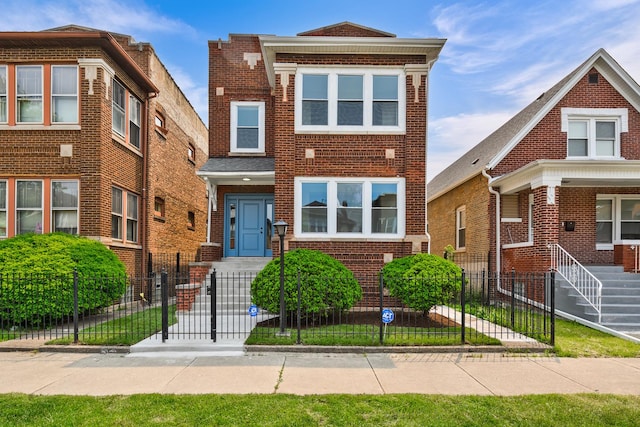 7925 S May St, Chicago, IL 60620 - view of front of property featuring brick siding, a fenced front yard, and a gate