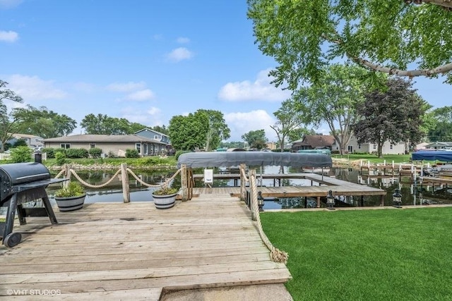 610 Mchenry Ave, Mchenry, IL 60050 - dock area with a yard and boat lift