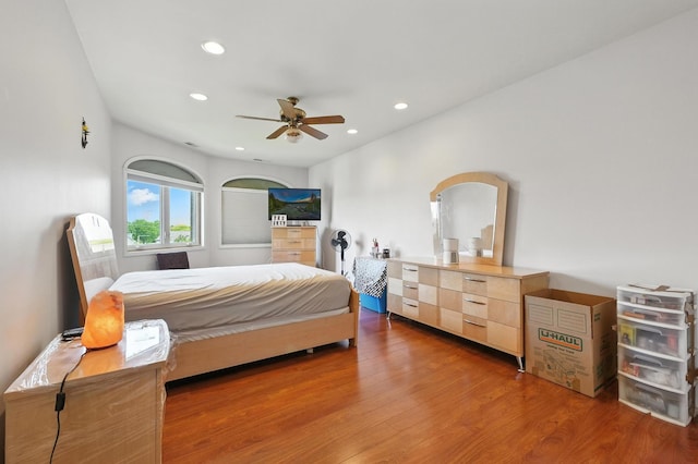 170 Manchester Dr Unit 406, Buffalo Grove, IL 60089 - bedroom featuring wood finished floors, recessed lighting, and ceiling fan