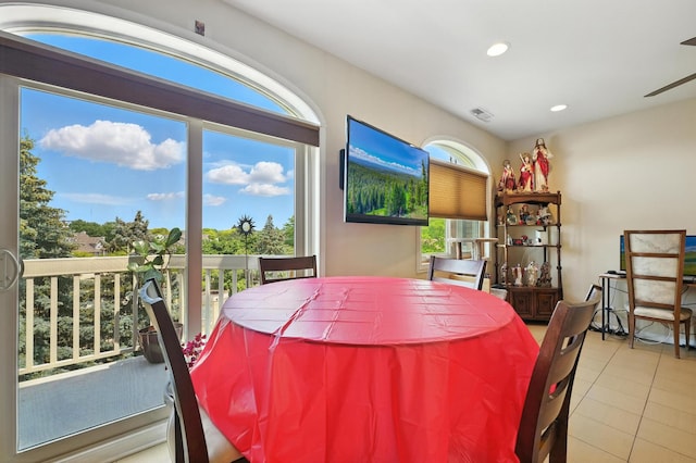170 Manchester Dr Unit 406, Buffalo Grove, IL 60089 - tiled dining room featuring recessed lighting and a ceiling fan