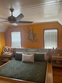 46 E 155th St, Harvey, IL 60426 - bedroom featuring lofted ceiling and a ceiling fan