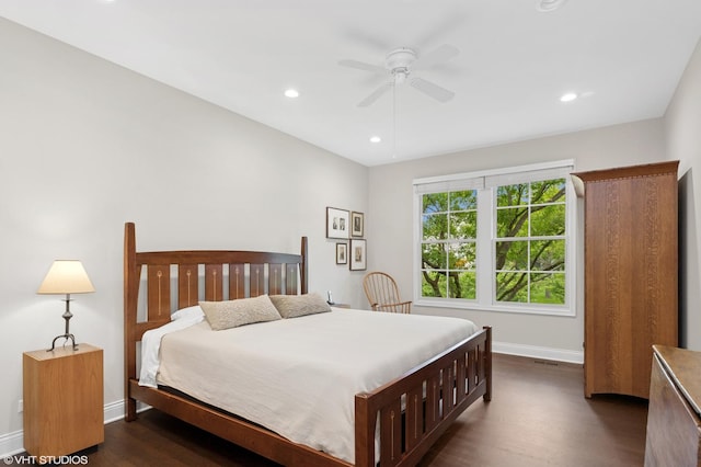 65 S Asbury Ct, Lake Forest, IL 60045 - bedroom featuring dark wood-style flooring, recessed lighting, and ceiling fan