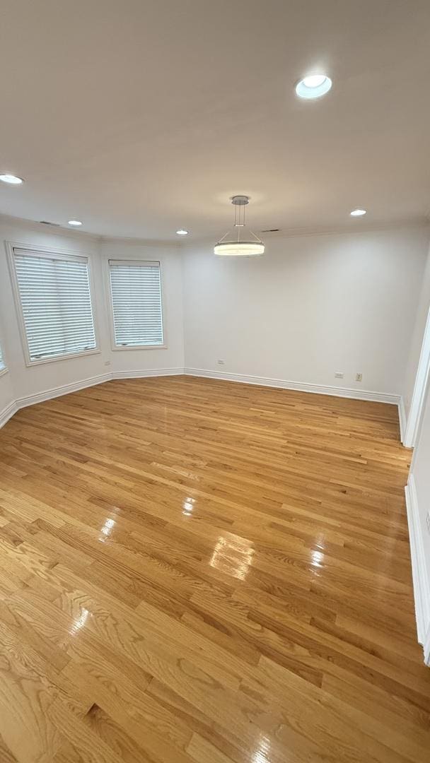 3004 S Canal St, Chicago, IL 60616 - spare room featuring baseboards, light wood-type flooring, and recessed lighting