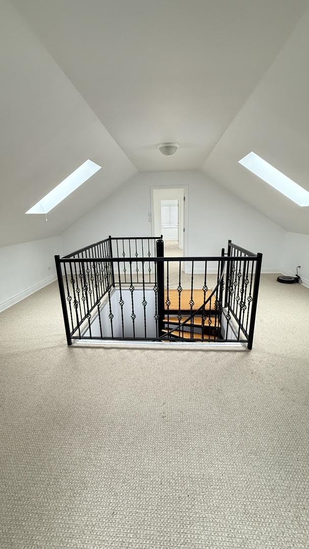 3004 S Canal St, Chicago, IL 60616 - bonus room with a skylight, carpet, vaulted ceiling, and baseboards