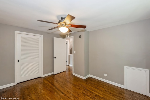 226 S Maple Ave Unit F, Oak Park, IL 60302 - unfurnished bedroom with wood finished floors, a closet, and ceiling fan
