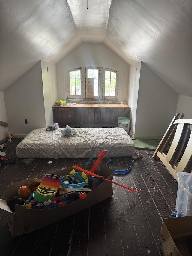 2145 N Karlov Ave, Chicago, IL 60639 - bedroom featuring vaulted ceiling, hardwood / wood-style floors, and baseboards