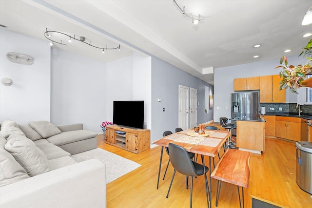 2744 W Haddon Ave Unit 2, Chicago, IL 60622 - dining space with light wood-type flooring, rail lighting, and recessed lighting