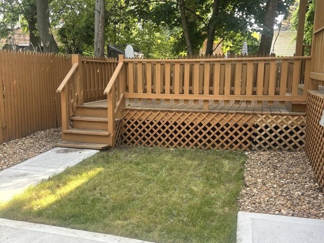 2627 E 74th Pl, Chicago, IL 60649 - wooden terrace featuring a yard