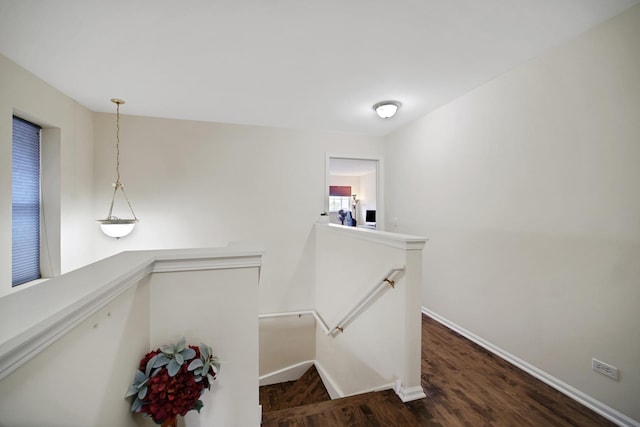 439 Bay Tree Cir, Vernon Hills, IL 60061 - corridor featuring an upstairs landing, baseboards, and dark wood-style flooring