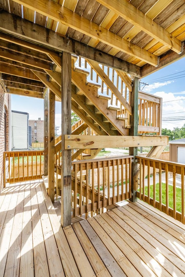 3651 W Grenshaw St, Chicago, IL 60624 - wooden terrace with stairway