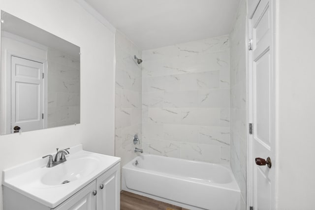 37714 N Nippersink Pl, Spring Grove, IL 60081 - full bath featuring vanity, shower / bathtub combination, and wood finished floors
