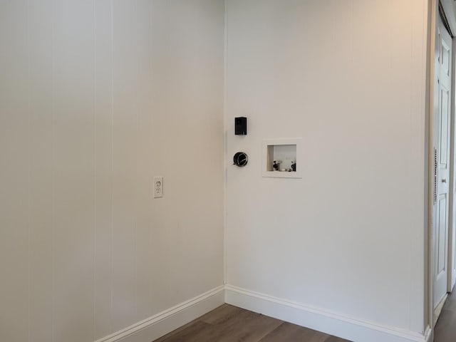 37714 N Nippersink Pl, Spring Grove, IL 60081 - washroom featuring washer hookup, baseboards, and dark wood finished floors