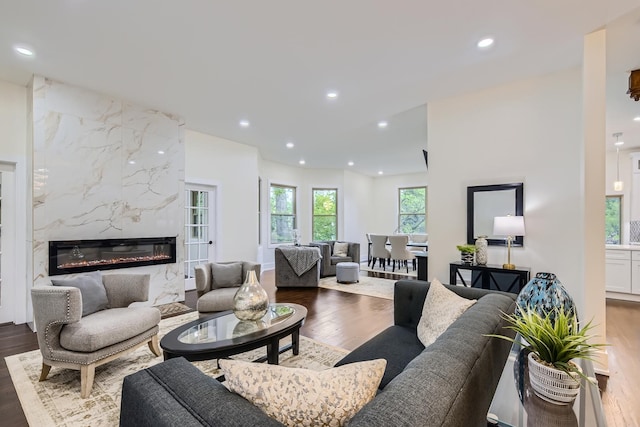 9556 S Winchester Ave, Chicago, IL 60643 - living area featuring wood finished floors, a fireplace, and recessed lighting