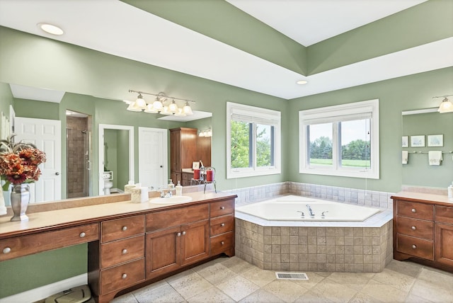 2559 Bird Ln, Batavia, IL 60510 - full bathroom with vanity, a bath, a stall shower, and toilet