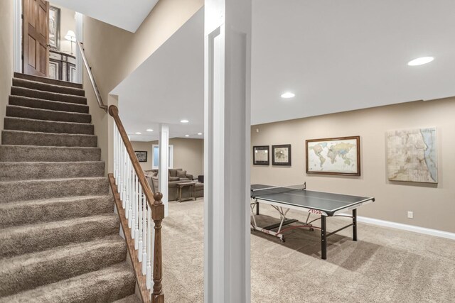 2559 Bird Ln, Batavia, IL 60510 - rec room featuring carpet floors, recessed lighting, and baseboards