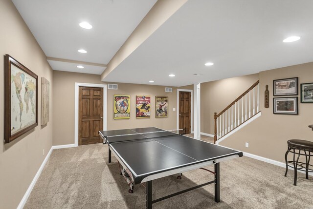 2559 Bird Ln, Batavia, IL 60510 - game room featuring light colored carpet, baseboards, and recessed lighting