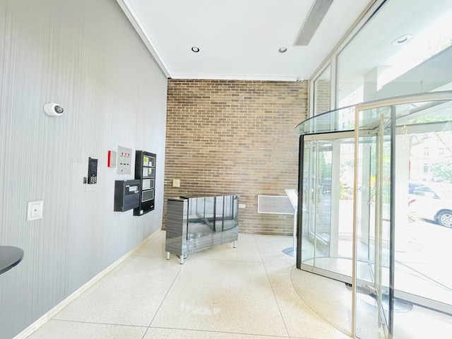 88 W Schiller St Unit 2805L, Chicago, IL 60610 - bathroom featuring speckled floor, baseboards, and crown molding
