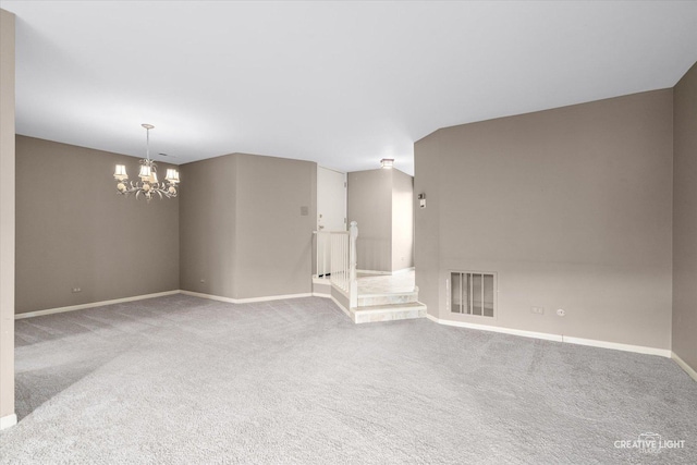 1778 Gloucester Ct Unit B, Wheaton, IL 60189 - empty room with baseboards, a chandelier, and carpet floors