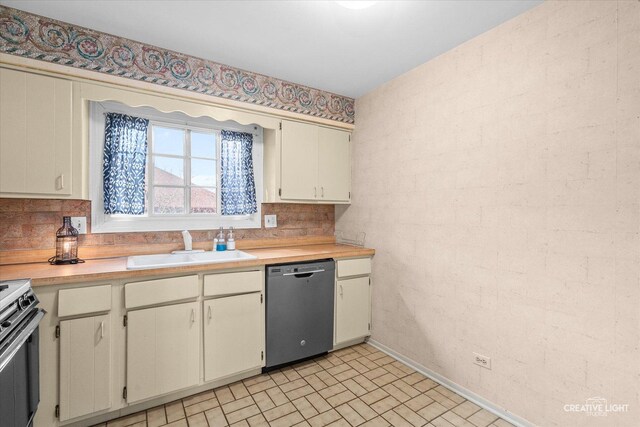 1778 Gloucester Ct Unit B, Wheaton, IL 60189 - kitchen featuring stainless steel dishwasher, a sink, light countertops, range, and backsplash
