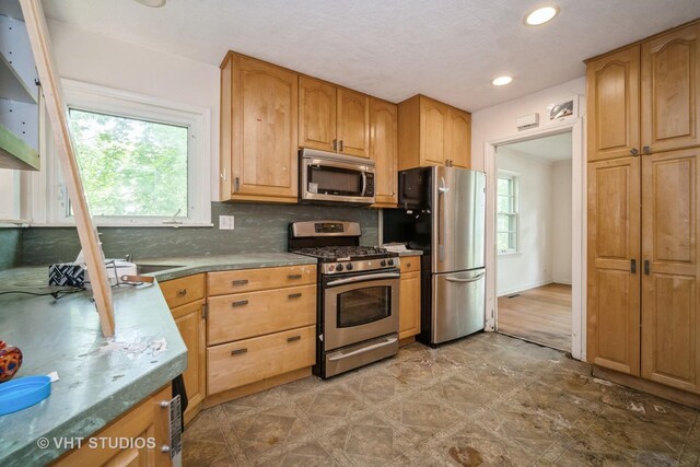 1731 Maple Ave, Northbrook, IL 60062 - kitchen featuring appliances with stainless steel finishes, tasteful backsplash, and recessed lighting
