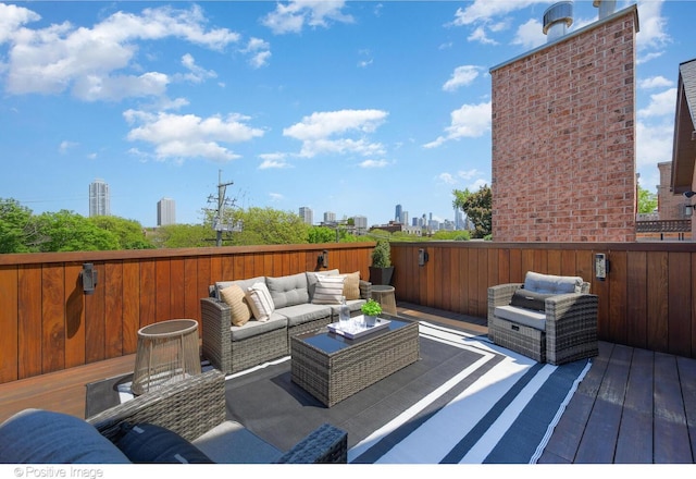 2015 N Howe St, Chicago, IL 60614 - deck with outdoor lounge area and a view of skyline