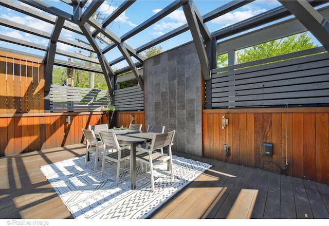 2015 N Howe St, Chicago, IL 60614 - wooden terrace featuring outdoor dining area and a pergola