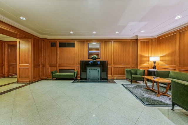 421 W Melrose St Unit 10B, Chicago, IL 60657 - building lobby with recessed lighting and a decorative wall